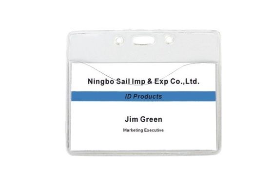 PVC المحفظة حامل اسم المؤتمر شارة مع هول 1 فتحة على رئيس للحصول على المشبك كليب (95 × 78MM) 30302